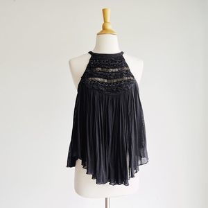FREE PEOPLE | Black Tulle Halter Tank Top | XS